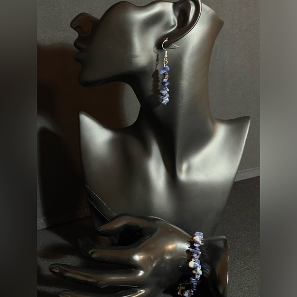 Bracelet And Earrings Set - Lapis Lazuli Natural Healing Stone - Picture 9 of 12
